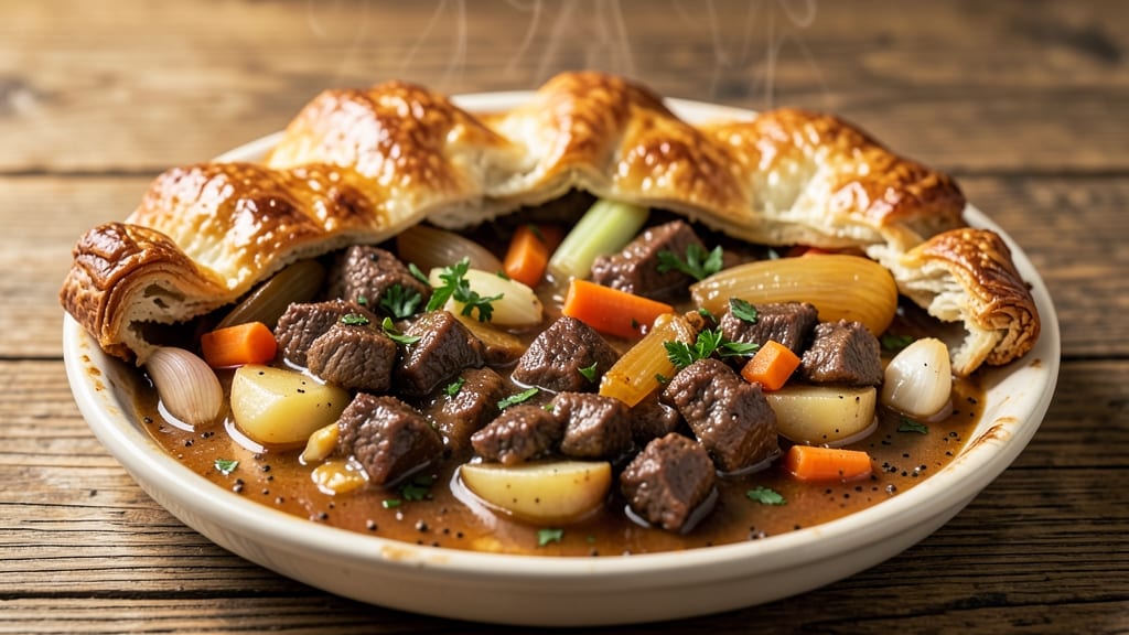 Campbell's Beef Pot Pie Recipe: Flaky Pastry Over Rich Gravy and Tender Meat