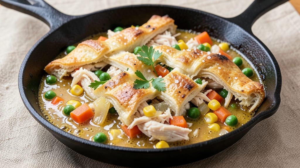 Canned Chicken Pot Pie Recipe: Flaky Topping Over Creamy Comfort Filling
