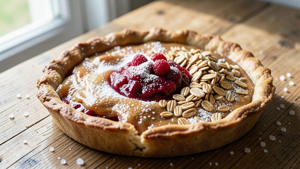 Canned Raspberry Pie Filling Pie Recipe: No-Bake Oat Crown Over Bursting Fruit