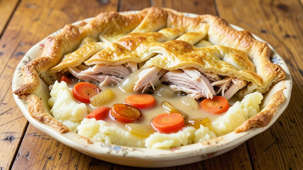 Copycat Marie Callender's Chicken Pot Pie Recipe: Golden Crust Over Creamy Chicken Filling