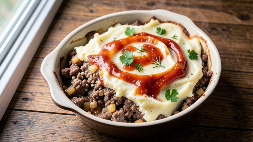 Easy Meatloaf Shepherd's Pie Recipe: Juicy Meatloaf Under Crispy Potato Topping