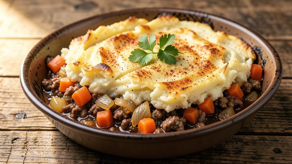 Hello Fresh Pub Style Shepherd's Pie Recipe: Fluffy Potato Topping Over Savory Beef Filling
