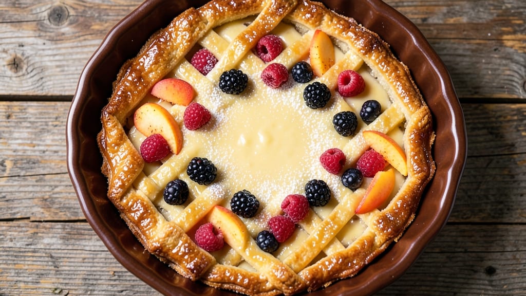 Kentucky Pie Recipe: Homemade Oat Crown Crunch Over Vanilla Custard