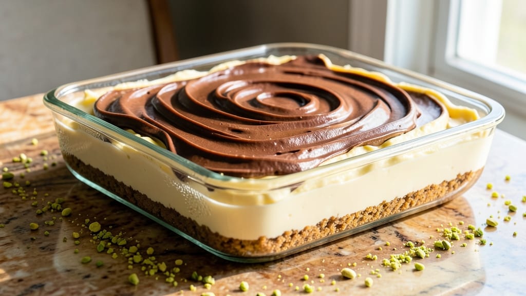 No-Bake Boston Cream Pie Bars Recipe: Vanilla Pudding Layers With Crunchy Graham Topping
