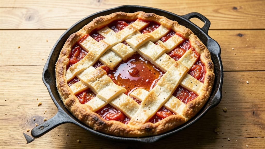Old Fashioned Tomato Pie Simple Recipe: Spiced Fruit Filling Under Pressed Oat Crown Magic
