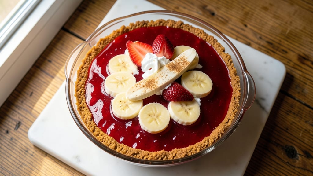 Strawberry Banana Jello Pie Recipe: Layered Fruit Crunch Magic
