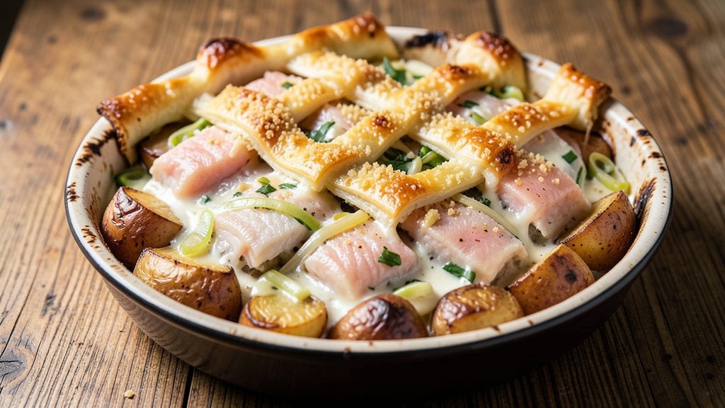 Traditional Fish Pie Recipe: British Pub-Style Creamy Crown Over Flaky Pastry