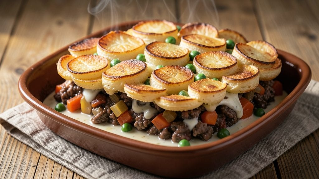 Upside Down Shepherd's Pie Recipe: Crispy Oat Crown Over Savory Meat Filling
