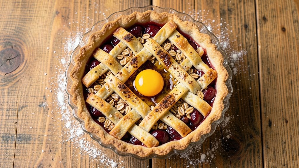 Wacky Pie Recipe: Molasses-Glazed Oat Crown Over Tart Cherry Filling